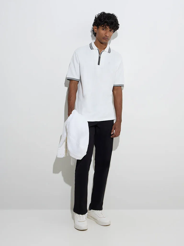WES Casuals White Relaxed-Fit Polo T-Shirt