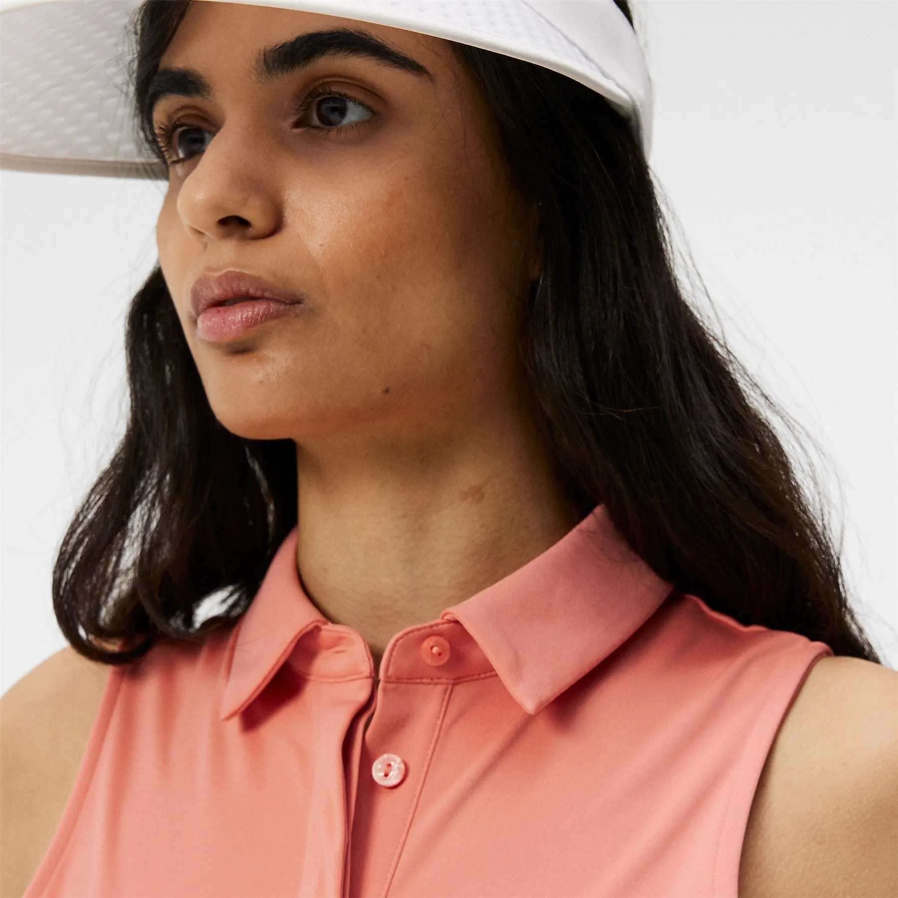 Womens Dena Sleeveless TX Jersey Polo Burnt Coral - SS24