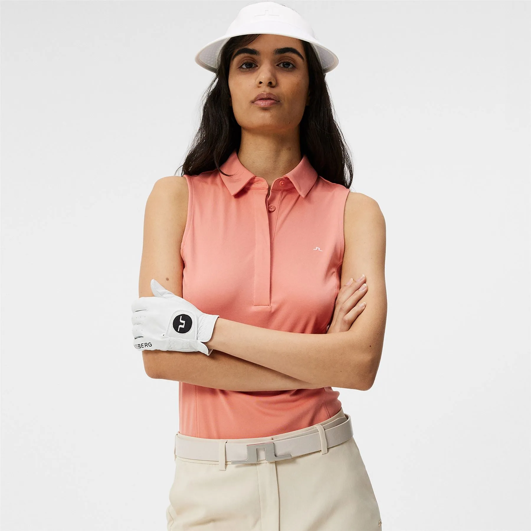 Womens Dena Sleeveless TX Jersey Polo Burnt Coral - SS24