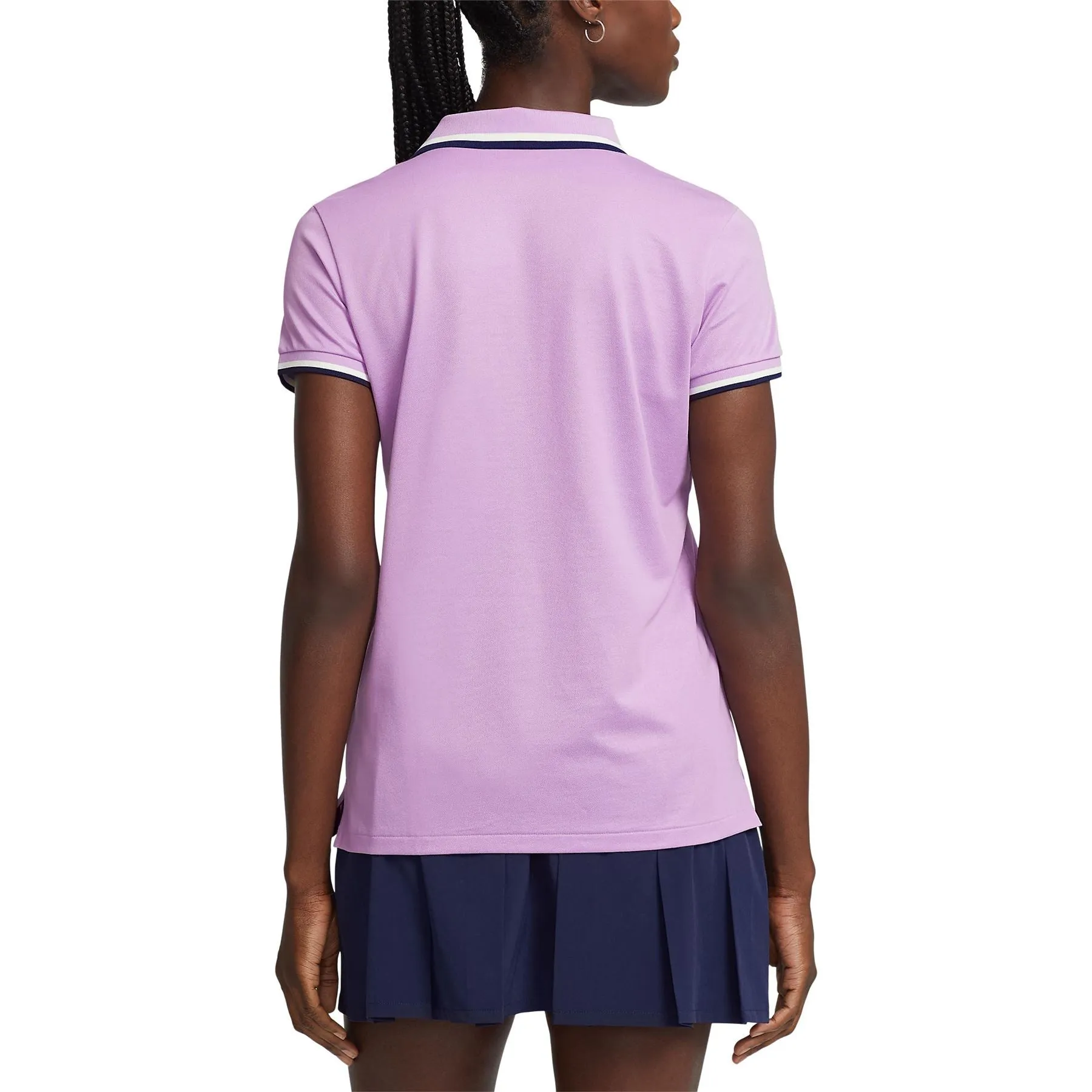 Womens Tailored Fit Jersey Polo Shirt Light Mauve/French Navy/Chic Cream - AW23