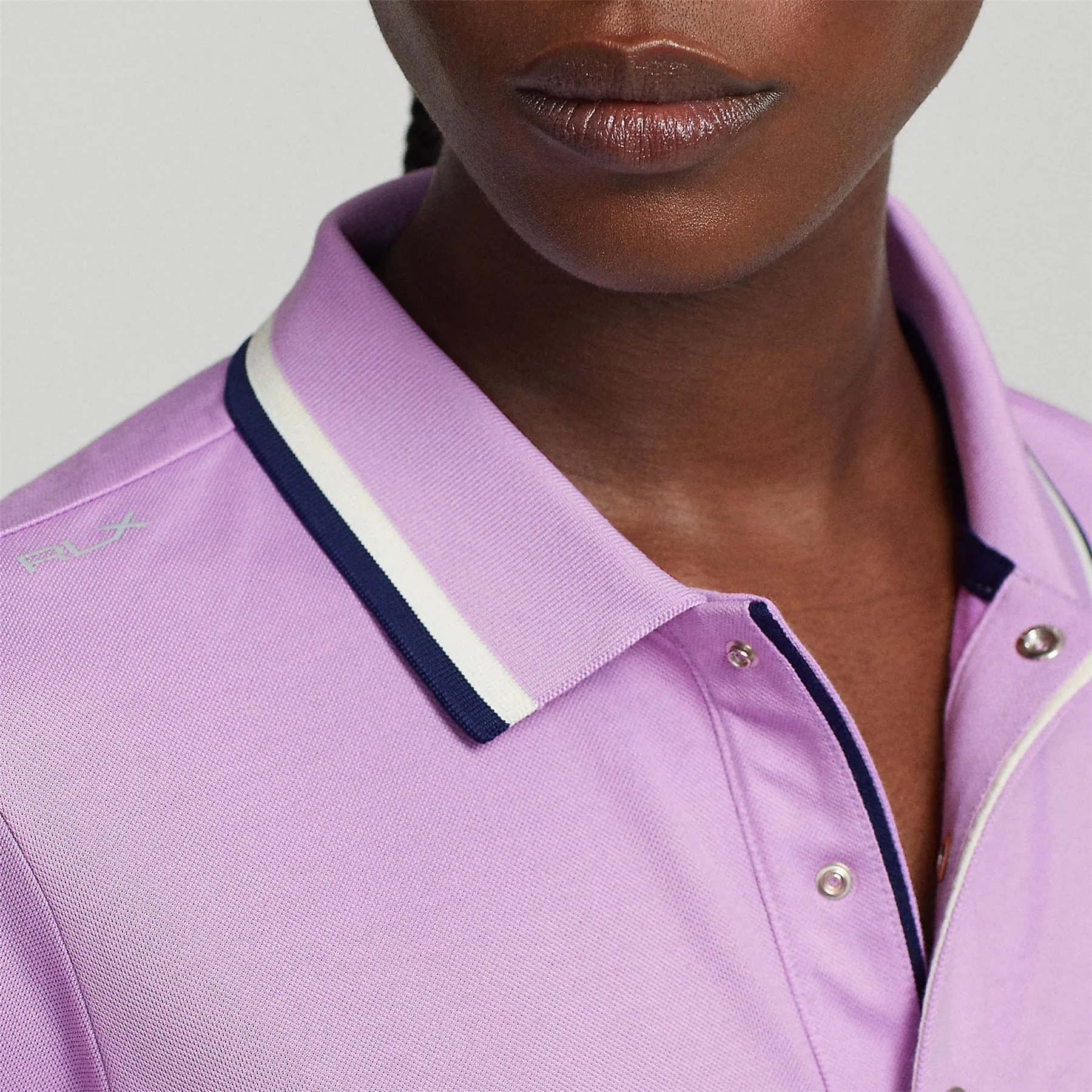Womens Tailored Fit Jersey Polo Shirt Light Mauve/French Navy/Chic Cream - AW23